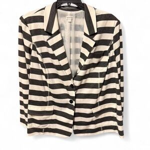 Avenue Black and White Striped Blazer